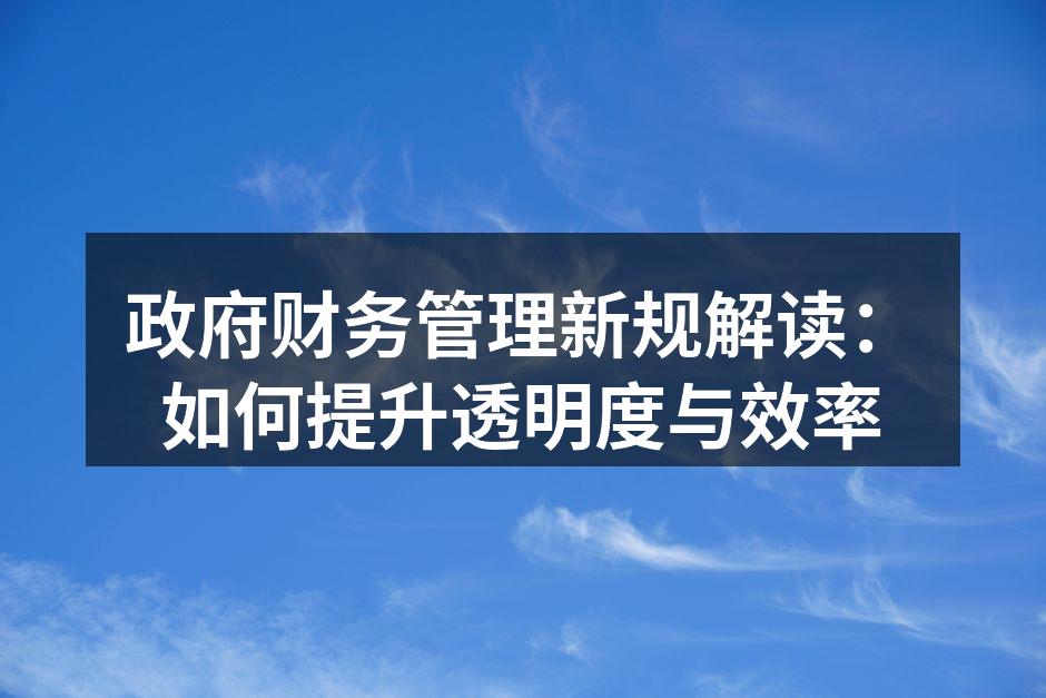 政府财务管理新规解读：如何提升透明度与效